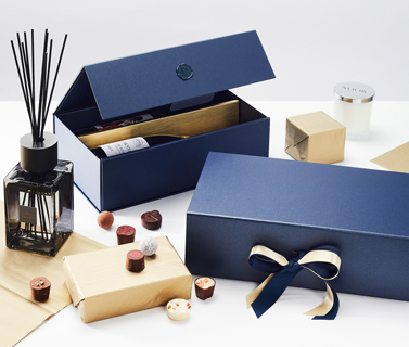 Image showing 2 navy gift boxes